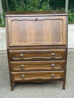Secrétaire bureau à abattant en bois massif style Louis XV