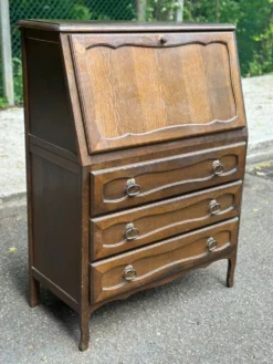 Secrétaire bureau à abattant en bois massif style Louis XV