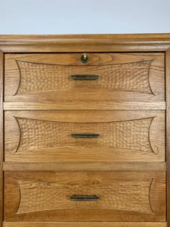 Secrétaire, bureau, commode en chêne, années 50
