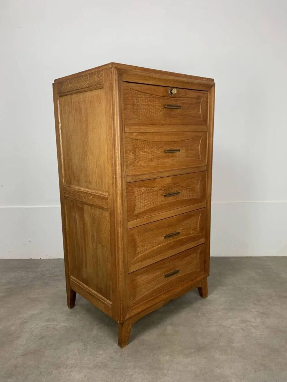 Secrétaire, bureau, commode en chêne, années 50