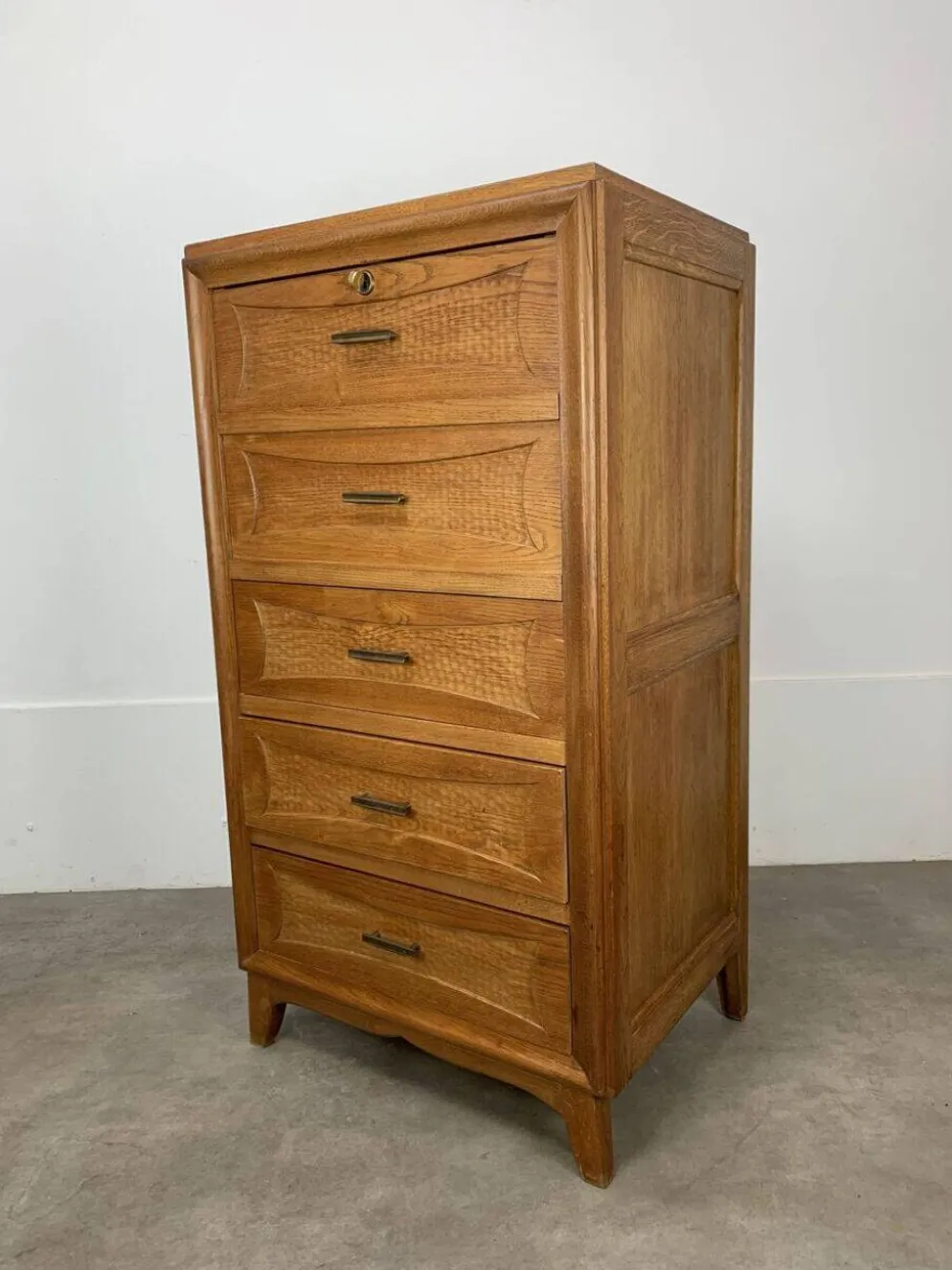 Secrétaire, bureau, commode en chêne, années 50