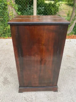 Secrétaire chiffonnier XIXe en ronce de noyer thuya & cuir doré aux fers