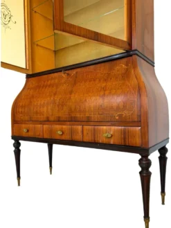 Secrétaire crédence en marqueterie de style Louis XV italien du milieu du siècle, 1960