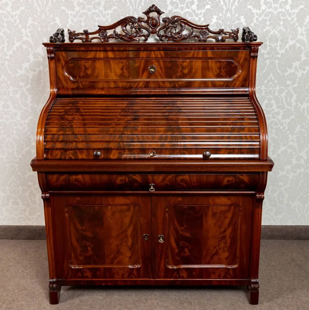 Secrétaire à cylindre Louis-Philippe en acajou 1850-1870