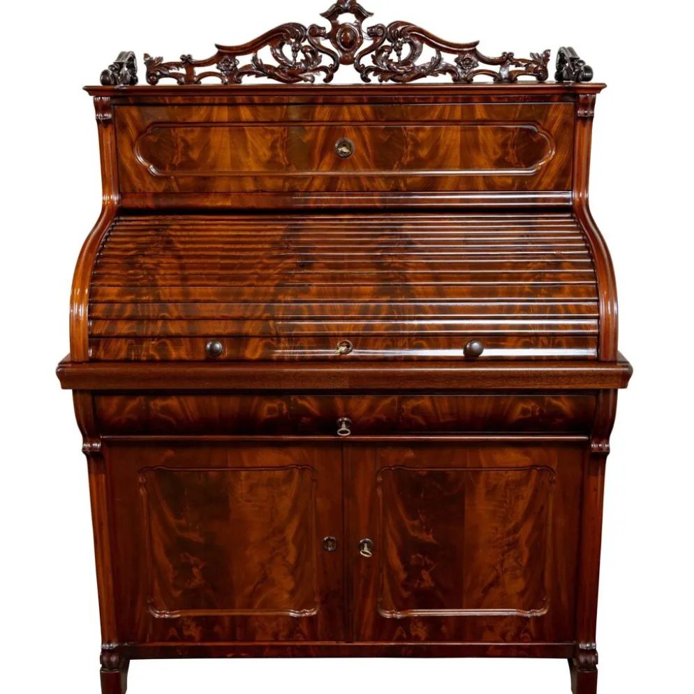 Secrétaire à cylindre Louis-Philippe en acajou 1850-1870