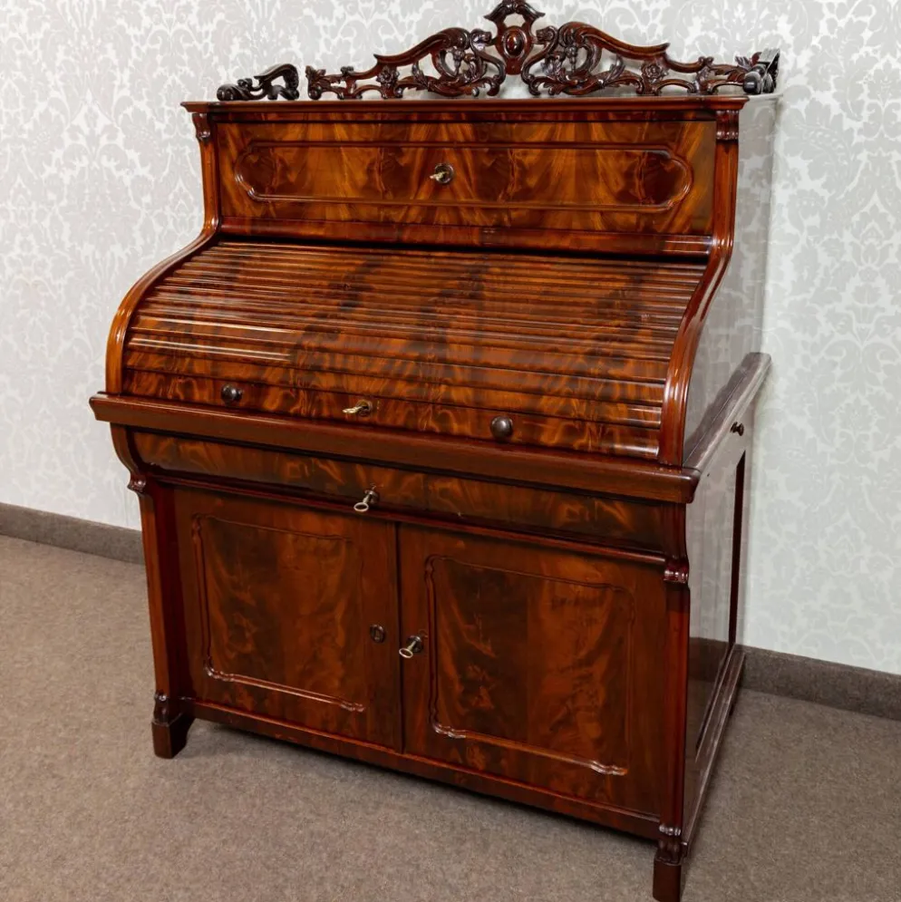 Secrétaire à cylindre Louis-Philippe en acajou 1850-1870