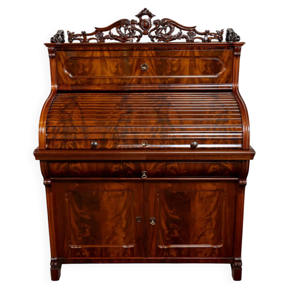 Secrétaire à cylindre Louis-Philippe en acajou 1850-1870