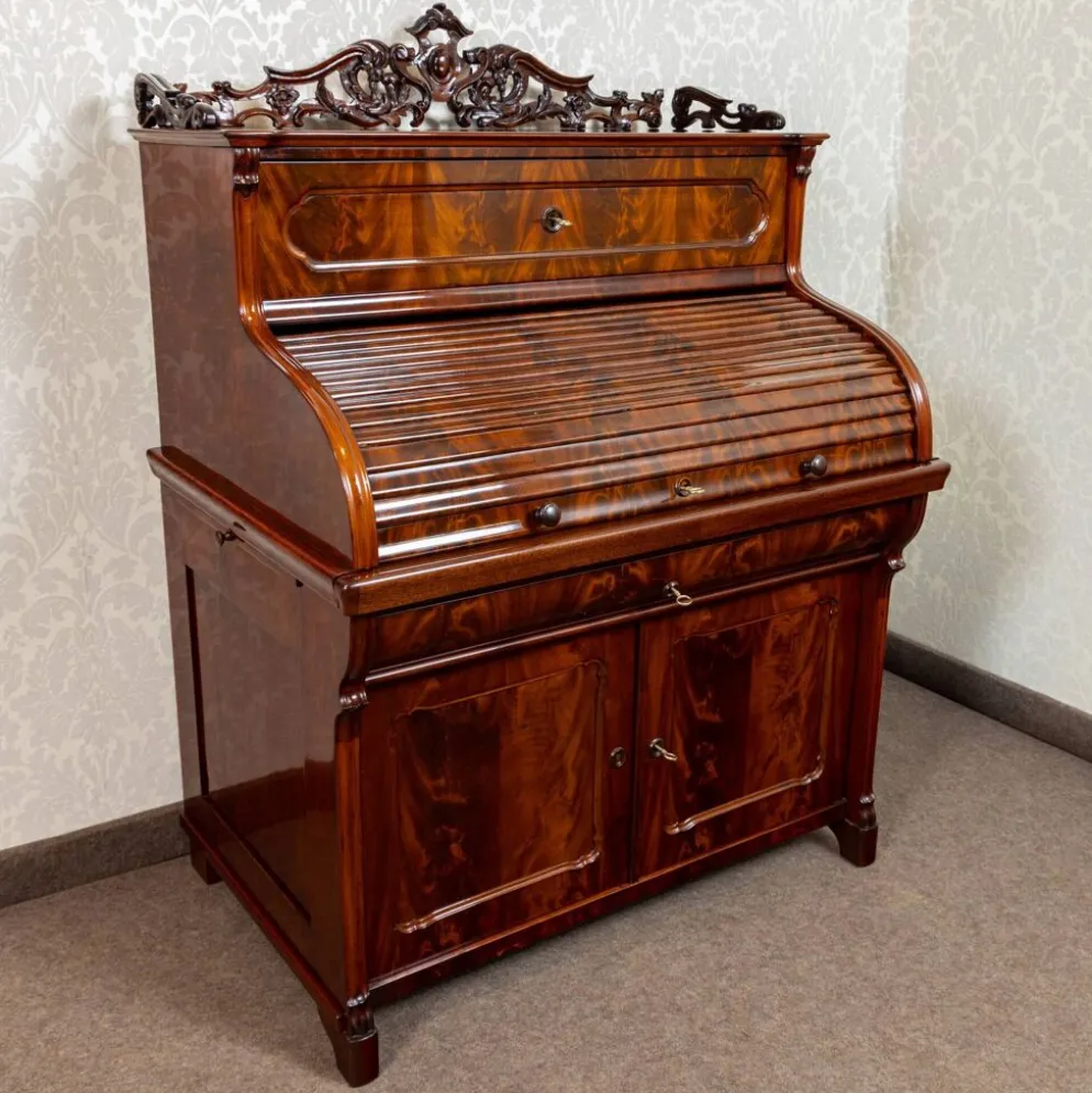 Secrétaire à cylindre Louis-Philippe en acajou 1850-1870