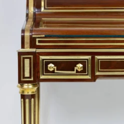 Secrétaire à cylindre Louis XVI en acajou et marbre rose - vers 1860-1890