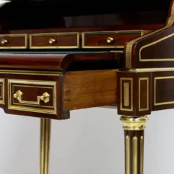 Secrétaire à cylindre Louis XVI en acajou et marbre rose - vers 1860-1890
