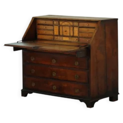 Secrétaire danois ancien en chêne, avec intérieur en marqueterie, début du XIXe siècle