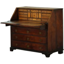 Secrétaire danois ancien en chêne, avec intérieur en marqueterie, début du XIXe siècle