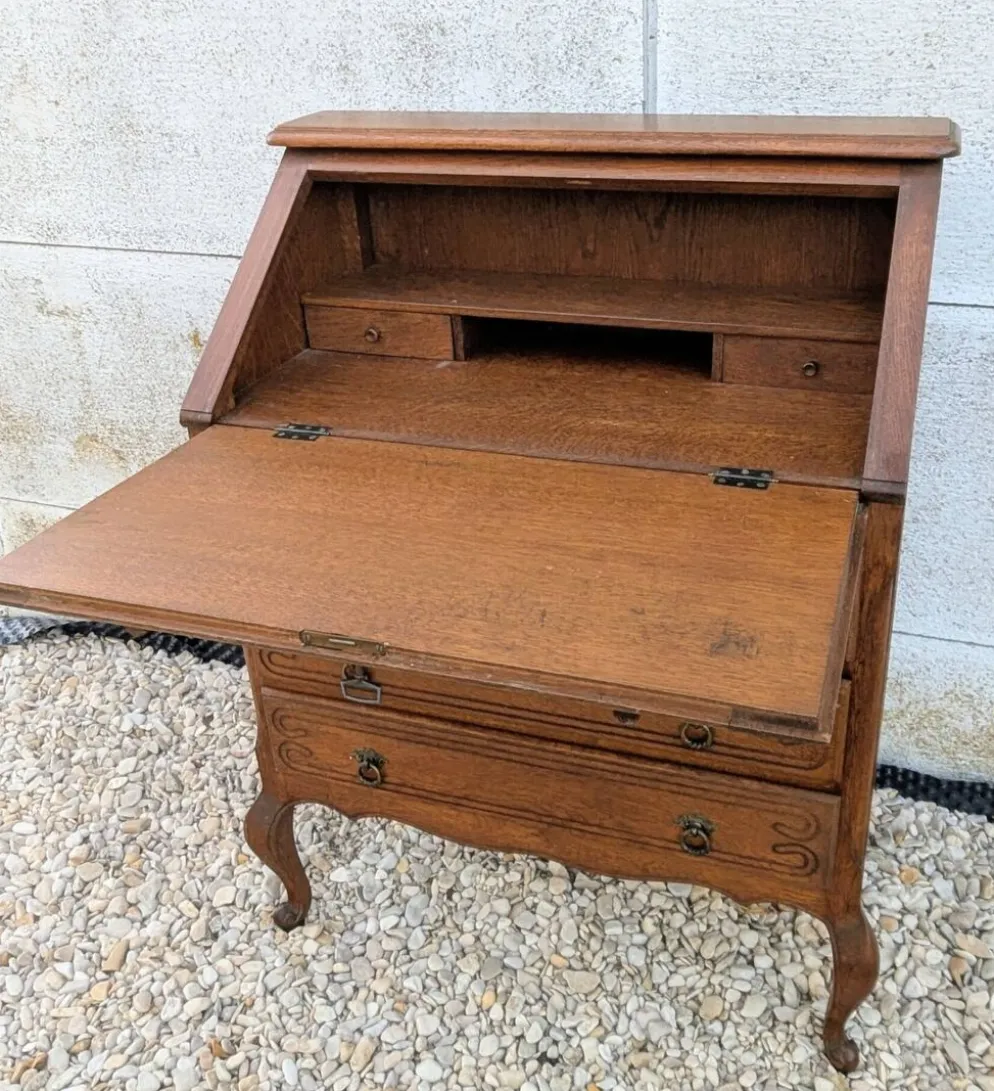 Secrétaire dos d'âne bureau chêne