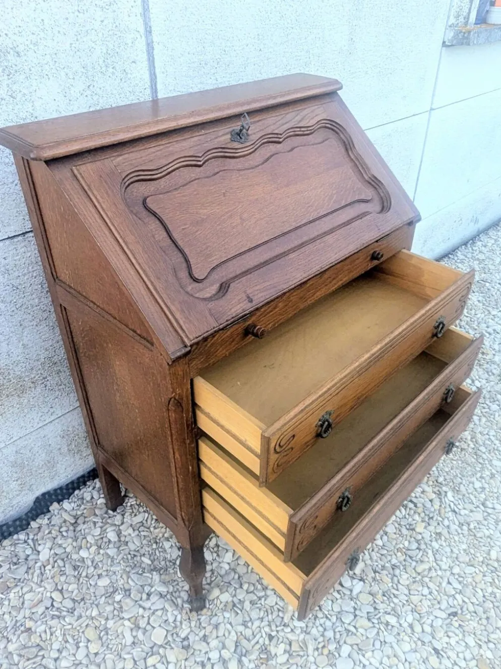 Secrétaire dos d'âne bureau chêne