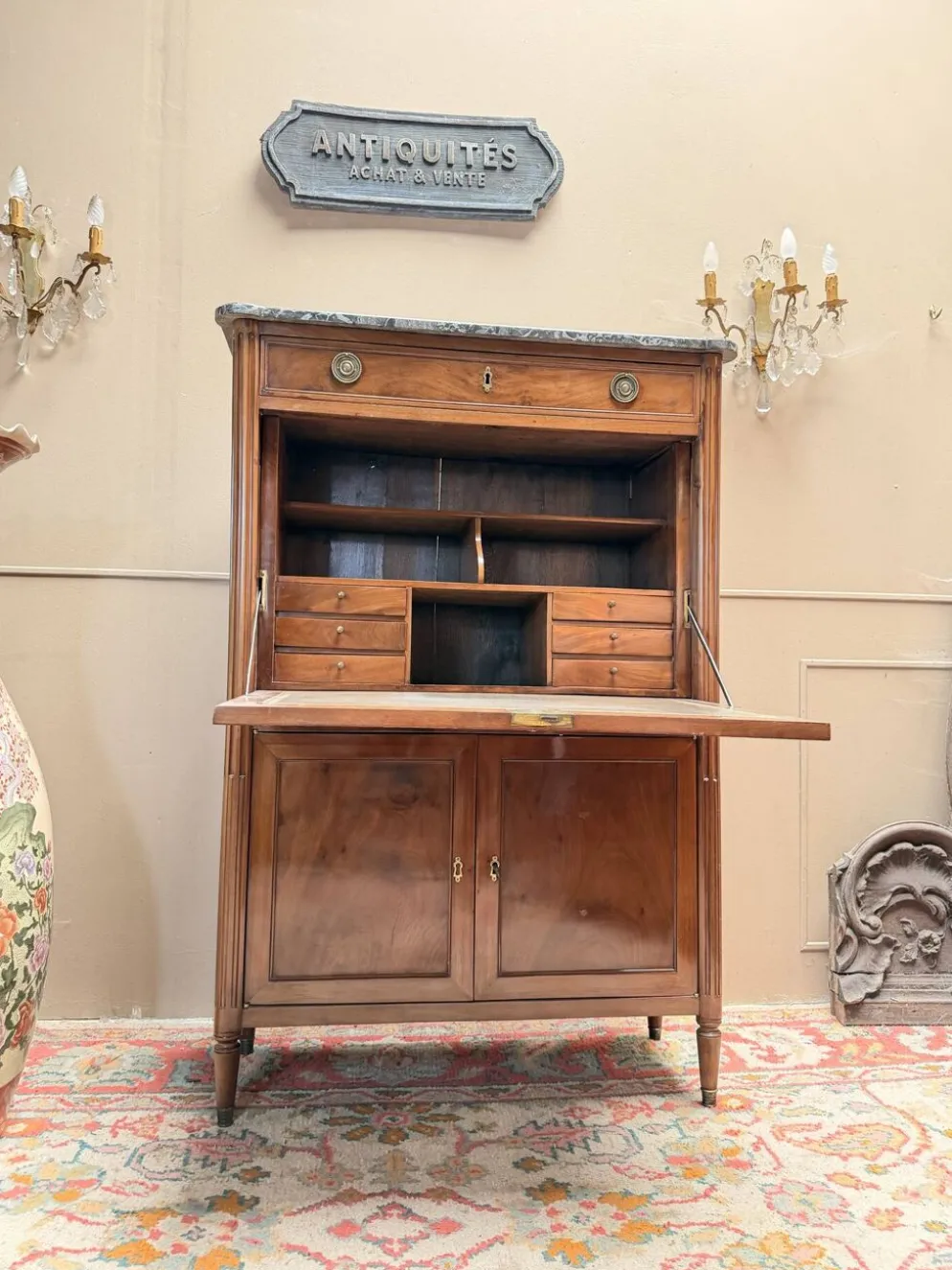 SECRÉTAIRE EN ACAJOU D’ÉPOQUE LOUIS XVI XVIII EME SIÈCLE