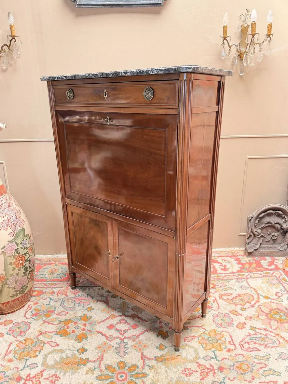 SECRÉTAIRE EN ACAJOU D’ÉPOQUE LOUIS XVI XVIII EME SIÈCLE