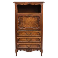 Secrétaire en bois et loupe d’orme style Bressan