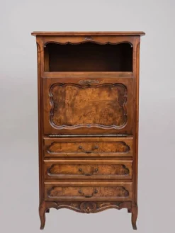 Secrétaire en bois et loupe d’orme style Bressan