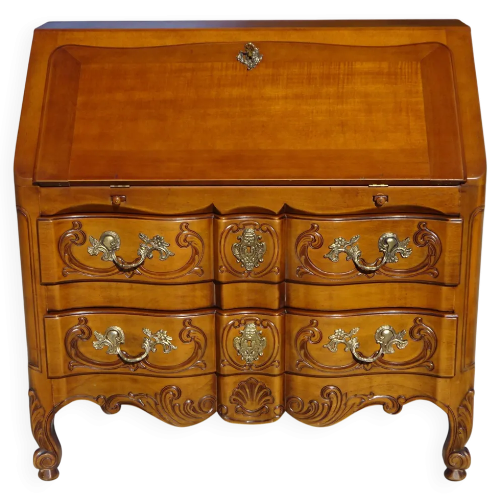 Secrétaire en merisier massif style Louis XV