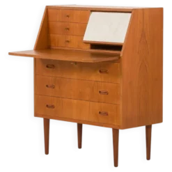Secrétaire en teck danois avec coiffeuse cachée, années 1960