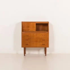 Secrétaire en teck danois avec coiffeuse cachée, années 1960