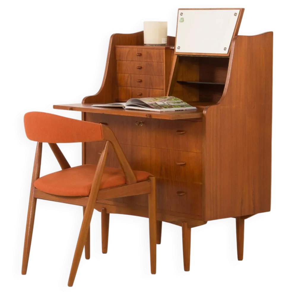 Secrétaire en teck danois avec coiffeuse cachée par Storgaard Nielsens MBF, 1960