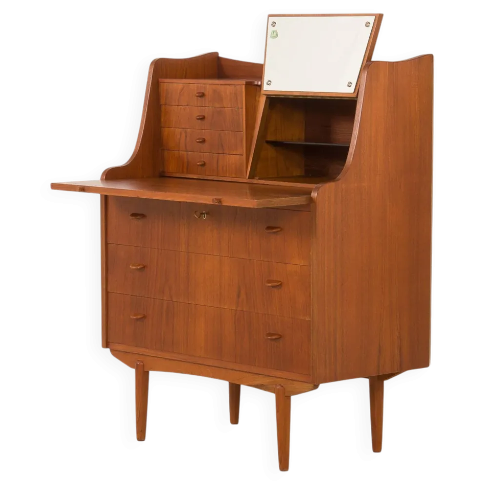 Secrétaire en teck danois avec coiffeuse cachée par Storgaard Nielsens MBF, 1960