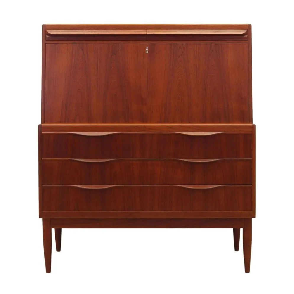 Secrétaire en teck, design danois, années 1960, designer : Erling Torvits, fabrication