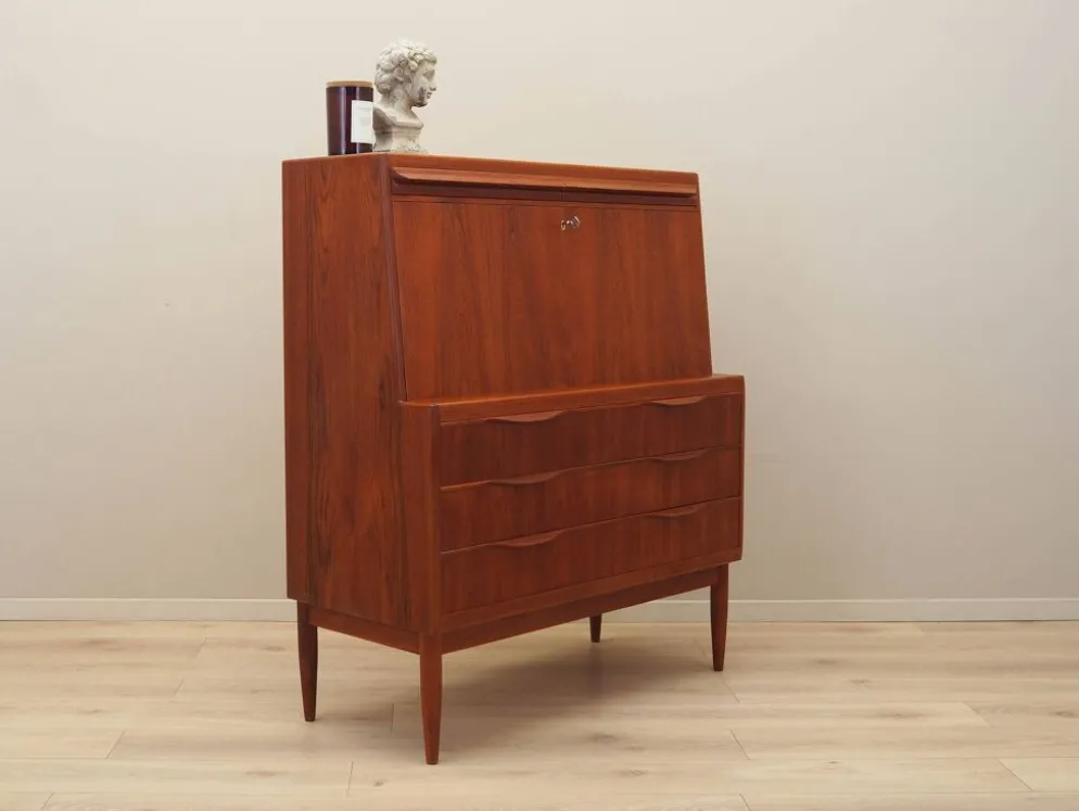 Secrétaire en teck, design danois, années 1960, designer : Erling Torvits, fabrication