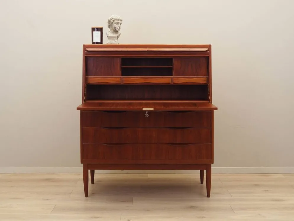 Secrétaire en teck, design danois, années 1960, designer : Erling Torvits, fabrication