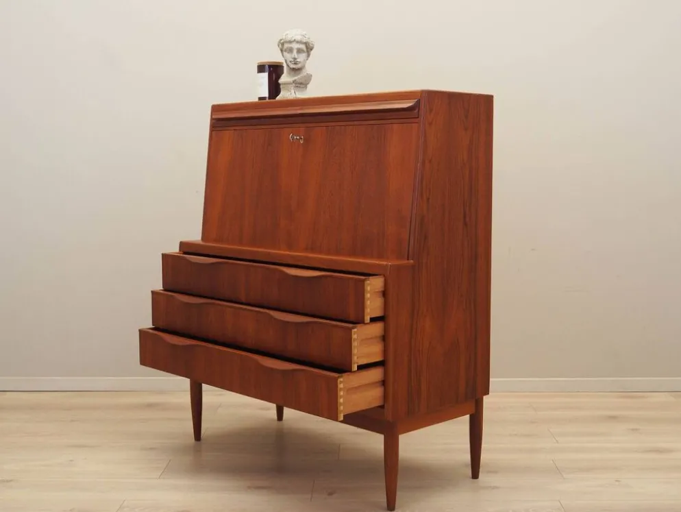 Secrétaire en teck, design danois, années 1960, designer : Erling Torvits, fabrication