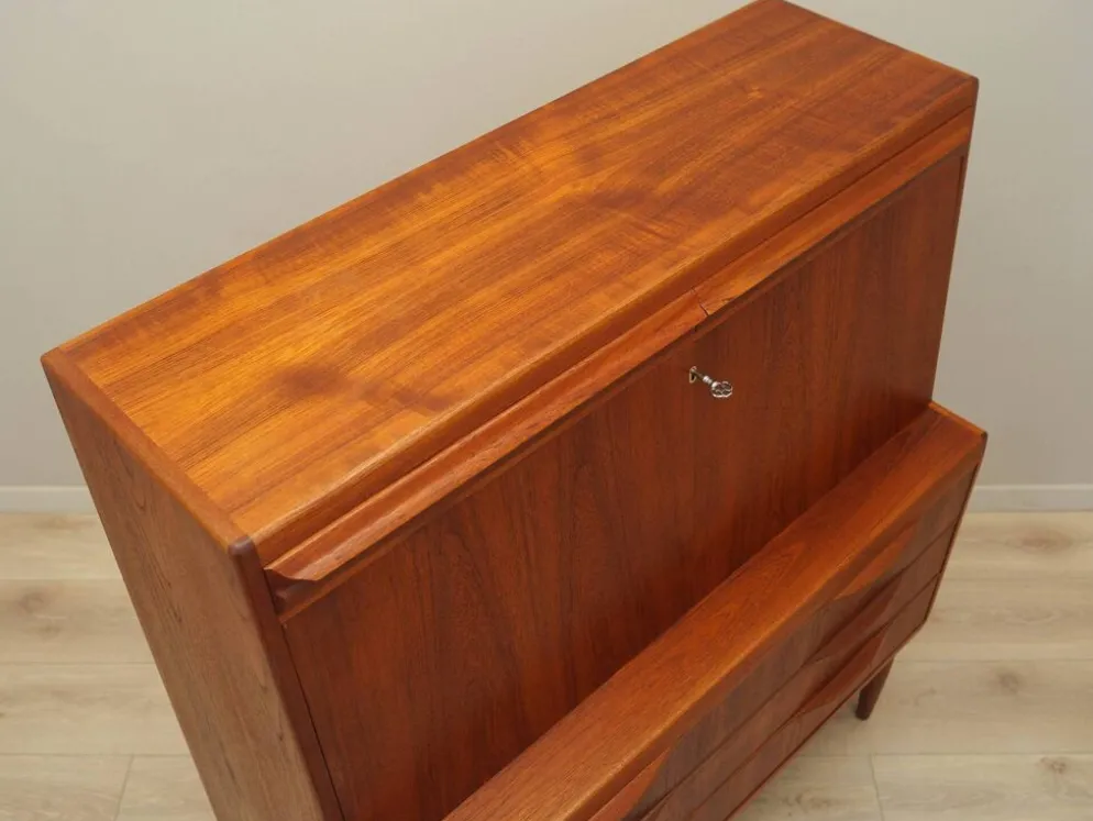 Secrétaire en teck, design danois, années 1960, designer : Erling Torvits, fabrication