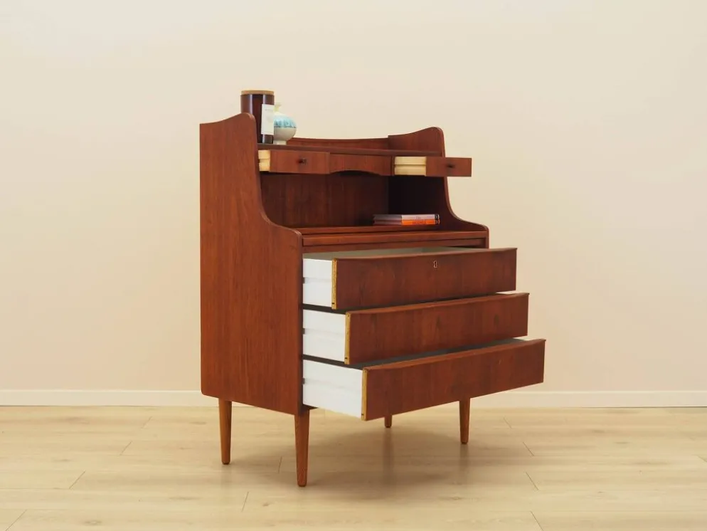 Secrétaire en teck, design danois, années 1970, fabriqué au Danemark
