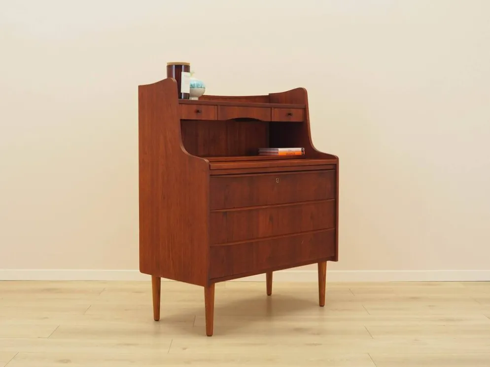 Secrétaire en teck, design danois, années 1970, fabriqué au Danemark