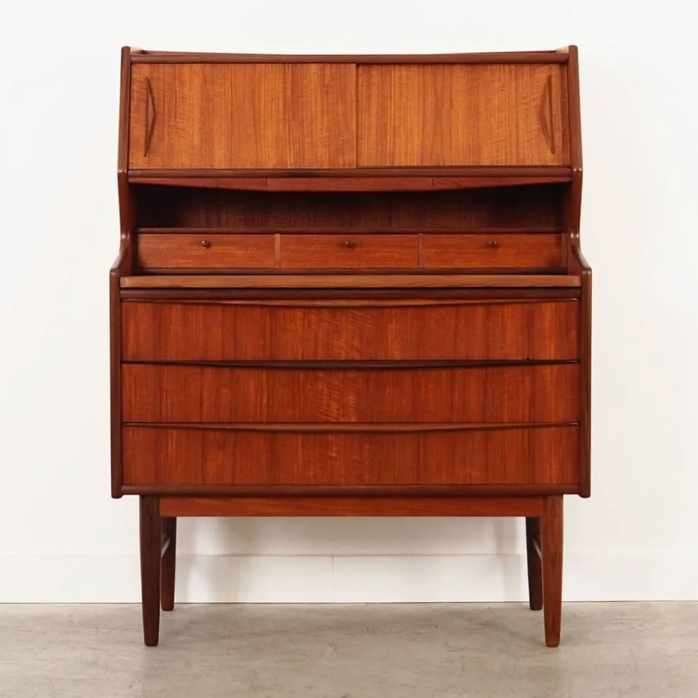 Secrétaire en teck, design danois, années 1970, production : Danemark