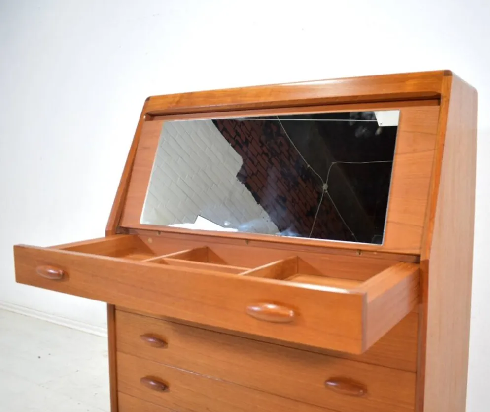 Secrétaire en teck par Dyrlund Danemark bureau des années 1960 Vintage Mid-Century