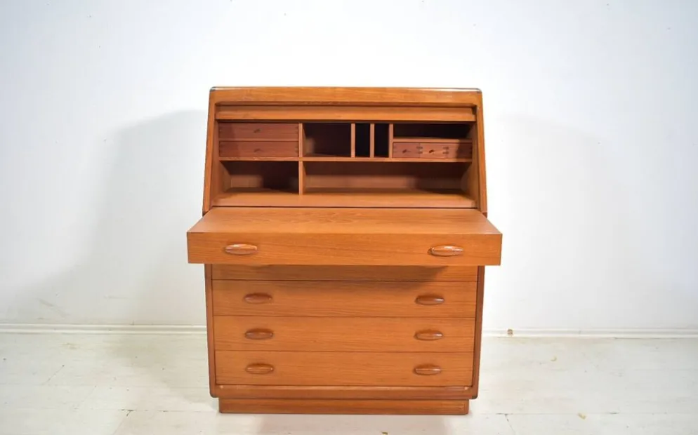 Secrétaire en teck par Dyrlund Danemark bureau des années 1960 Vintage Mid-Century