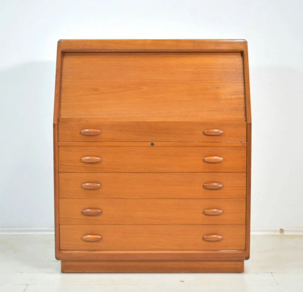 Secrétaire en teck par Dyrlund Danemark bureau des années 1960 Vintage Mid-Century