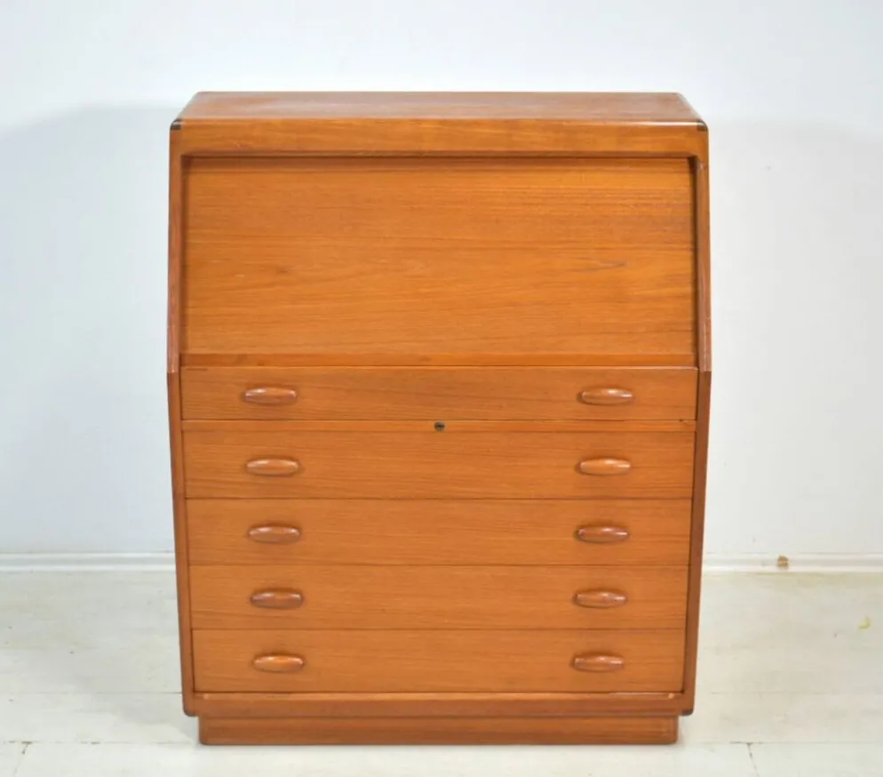 Secrétaire en teck par Dyrlund Danemark bureau des années 1960 Vintage Mid-Century