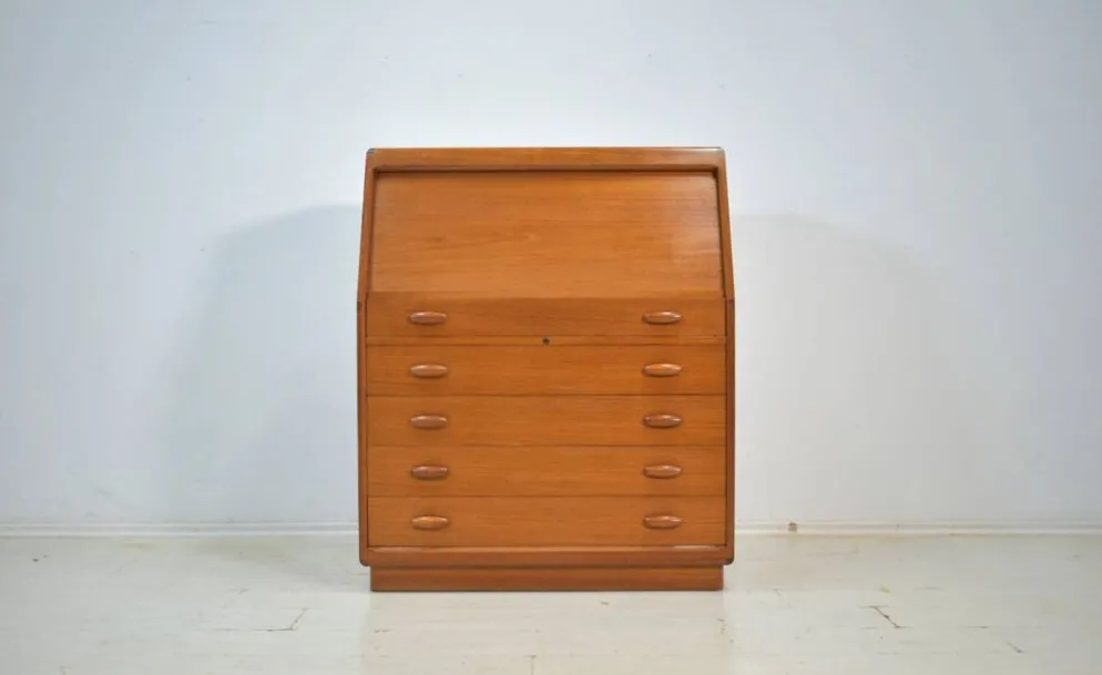 Secrétaire en teck par Dyrlund Danemark bureau des années 1960 Vintage Mid-Century