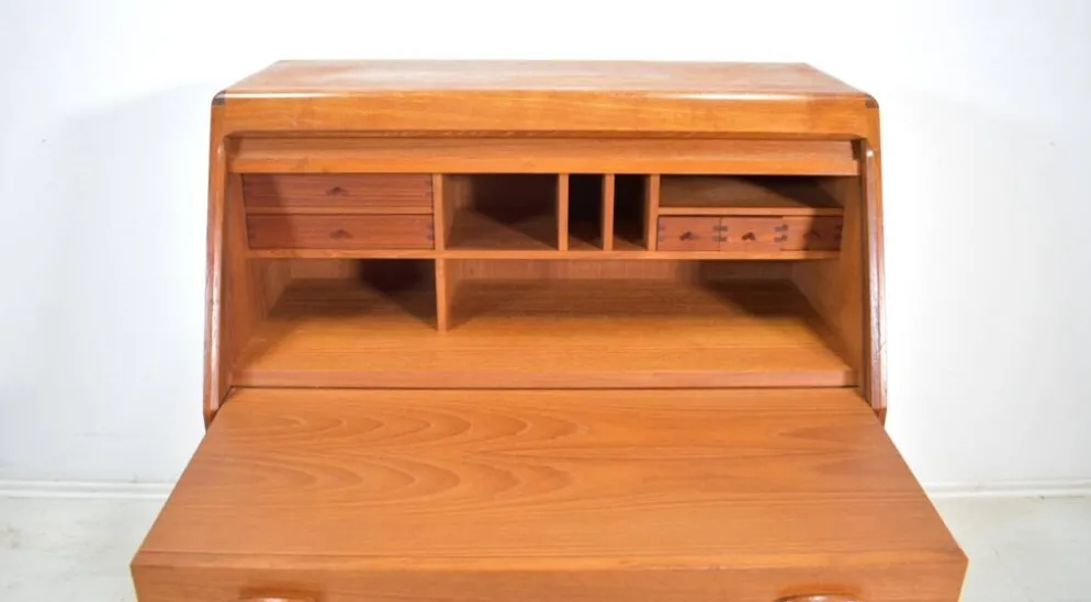 Secrétaire en teck par Dyrlund Danemark bureau des années 1960 Vintage Mid-Century