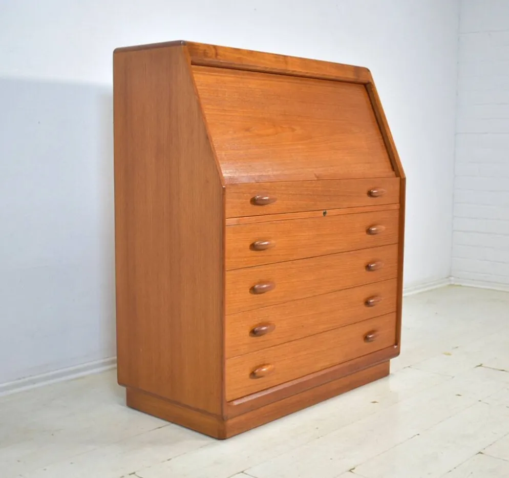 Secrétaire en teck par Dyrlund Danemark bureau des années 1960 Vintage Mid-Century