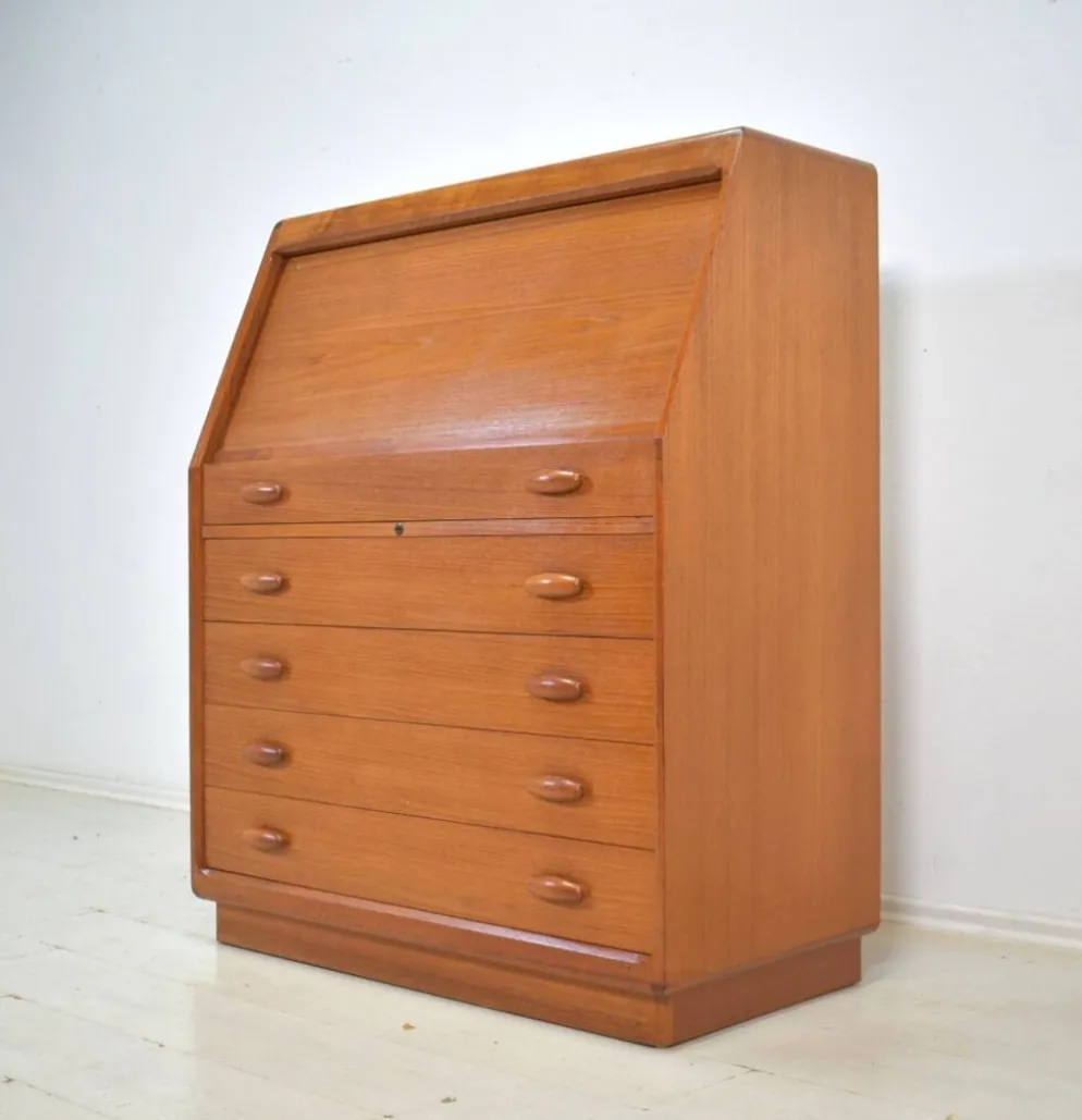 Secrétaire en teck par Dyrlund Danemark bureau des années 1960 Vintage Mid-Century
