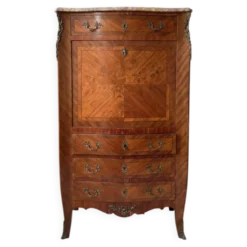 Secrétaire Louis XV en bois marqueté et marbre