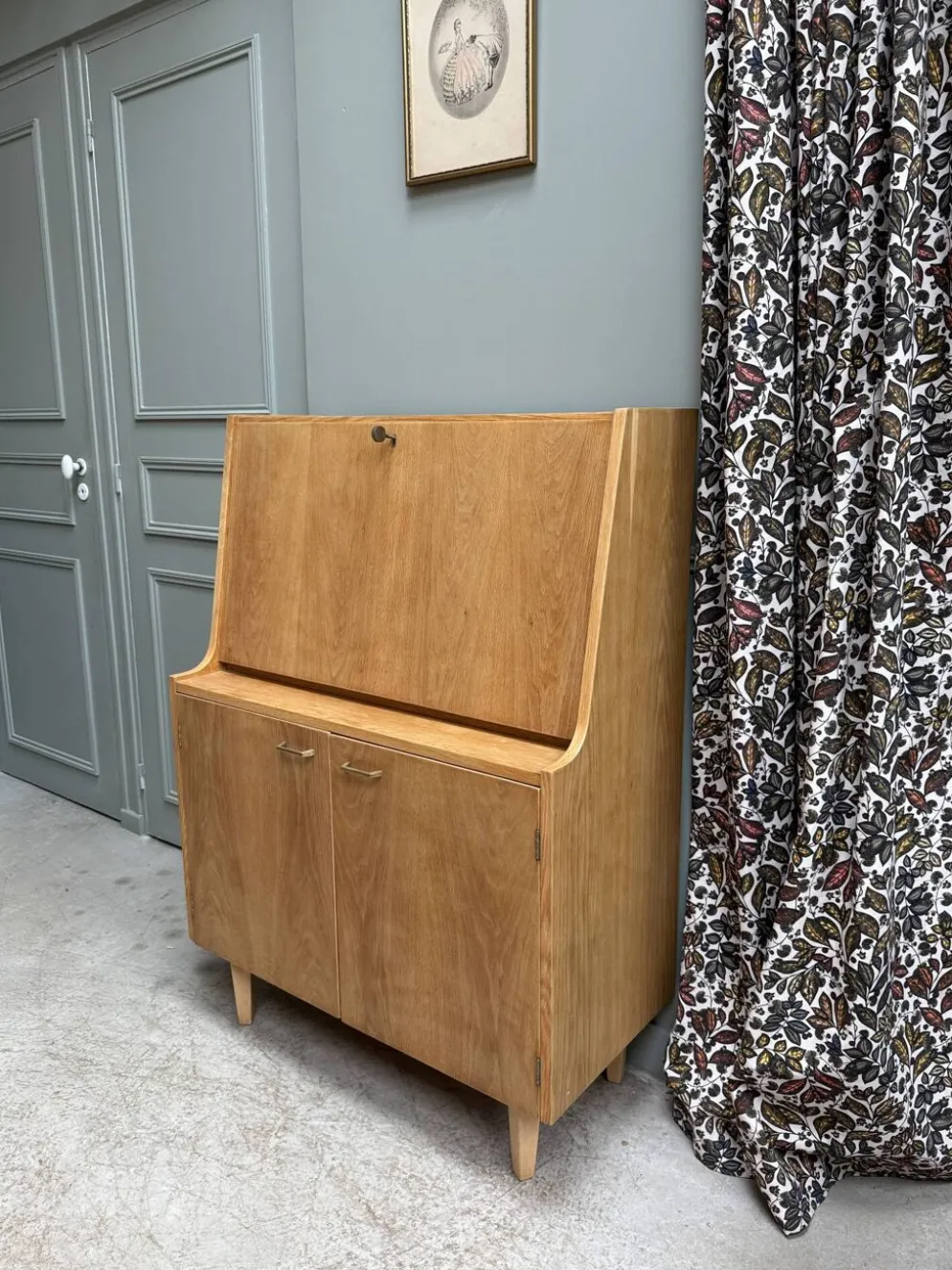 Secrétaire mid-century en chêne (rénovée)