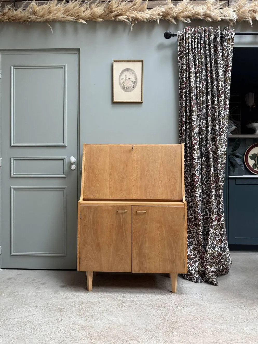 Secrétaire mid-century en chêne (rénovée)