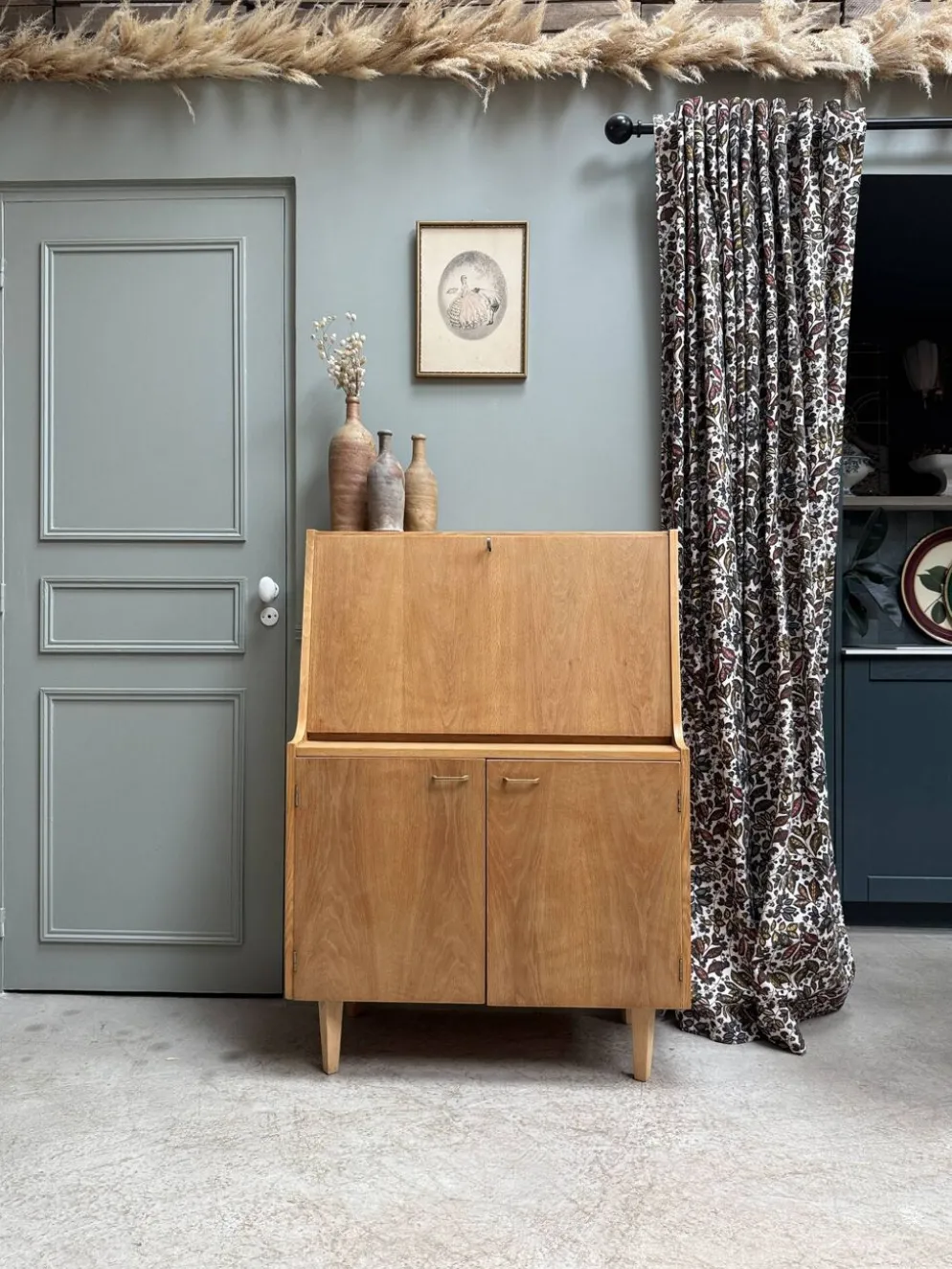Secrétaire mid-century en chêne (rénovée)