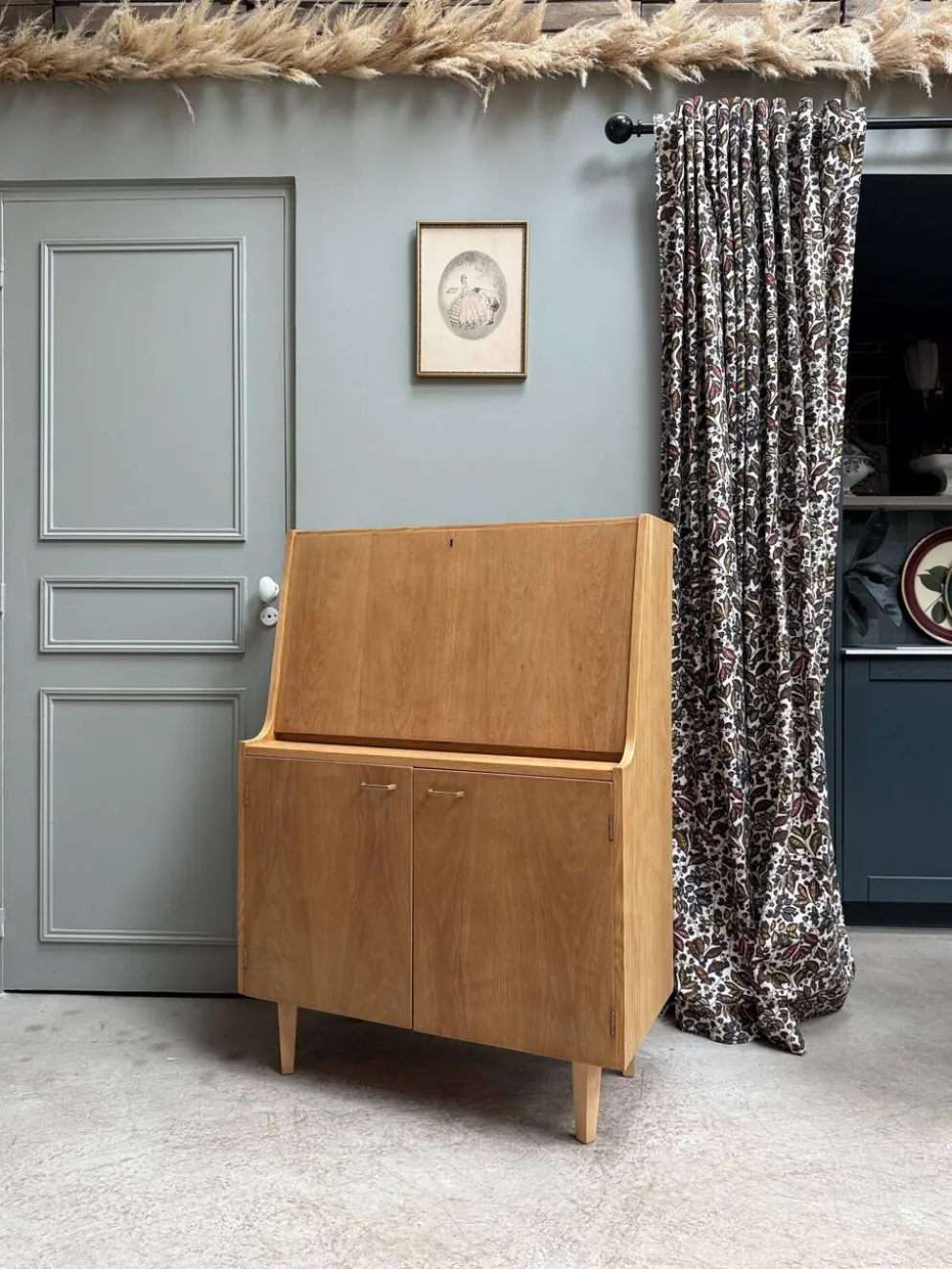 Secrétaire mid-century en chêne (rénovée)
