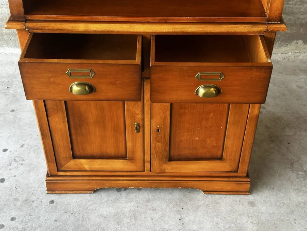 Secrétaire à rideau en merisier – Petit bureau de rangement, seconde m