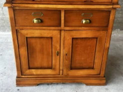 Secrétaire à rideau en merisier – Petit bureau de rangement, seconde m